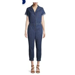 No Boundaries Short Sleeve Button Front Chambray Blue Jumpsuit Size‎ 3XL